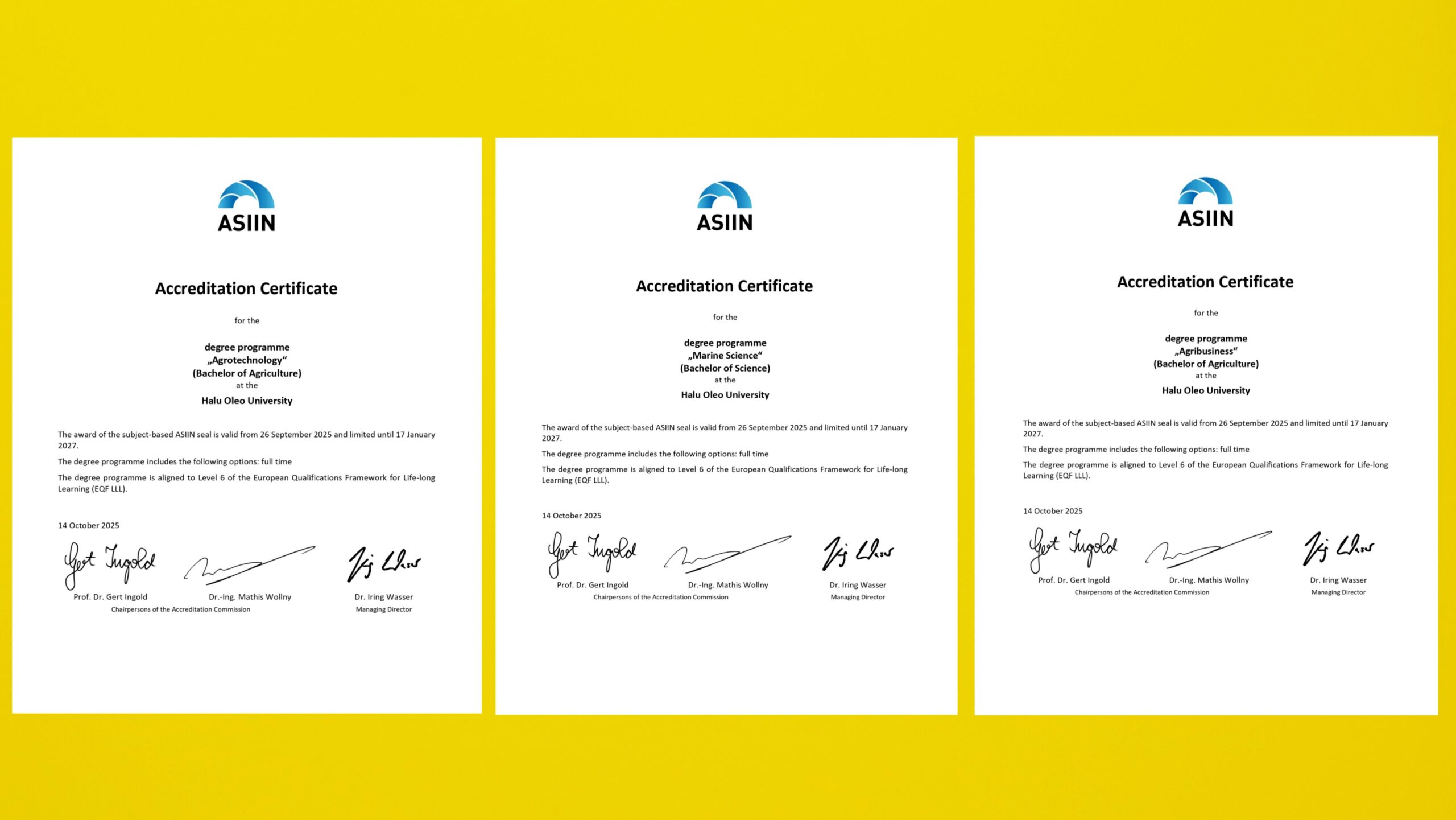 Tiga Prodi UHO Raih Akreditasi Internasional ASIIN