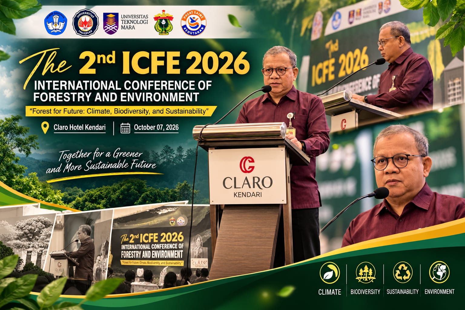 Prof. Dr. H. Takdir Saili, M.Si. Mewakili Rektor UHO membuka Acara dan Key Note